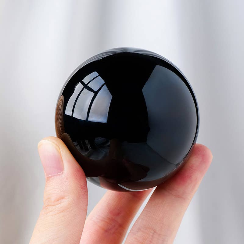 Black Obsidian Sphere - Crystal Healing, Energy Cleansing, a