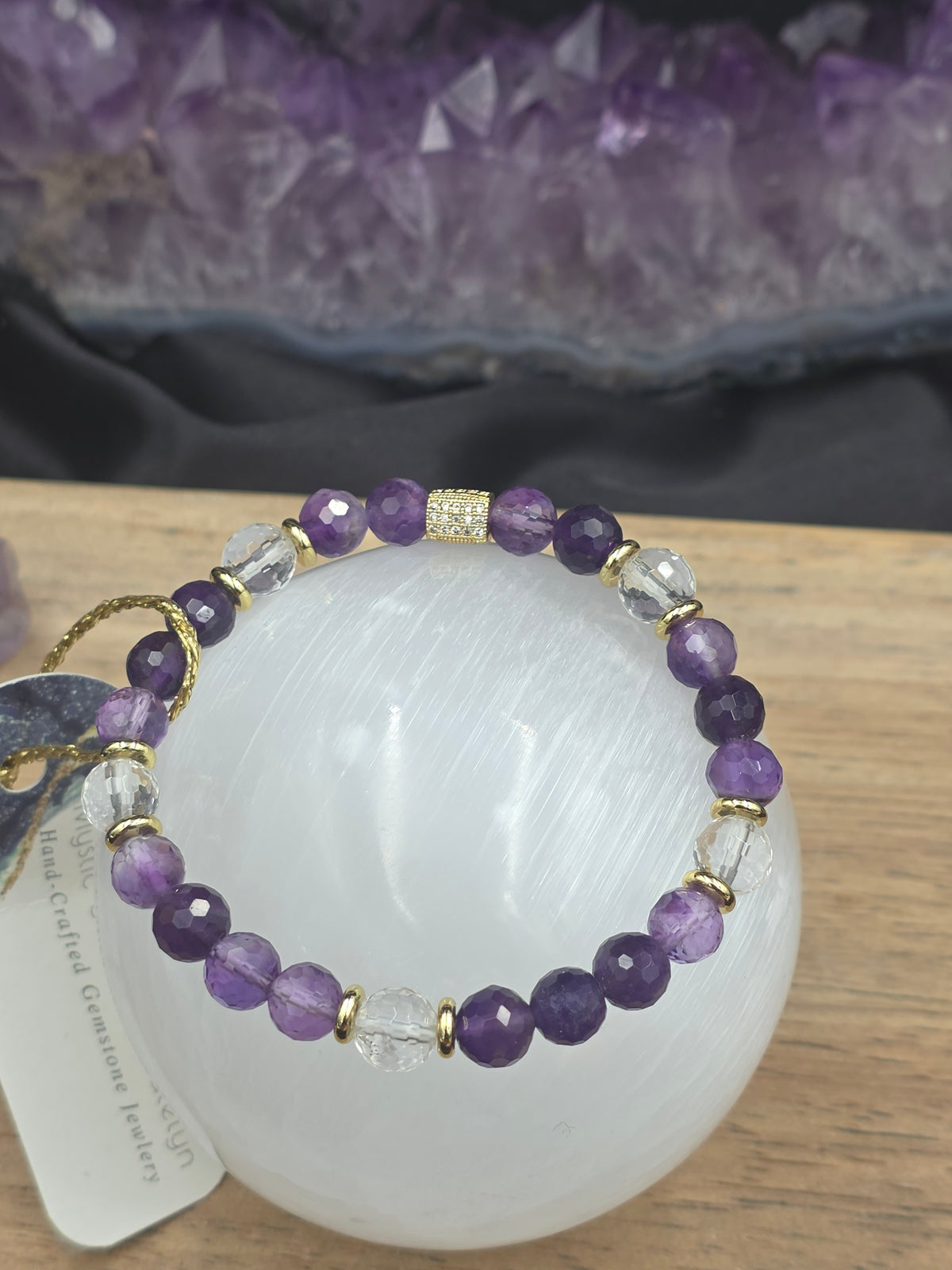 Amethyst & Crystal Quartz Gemstone Bracelet