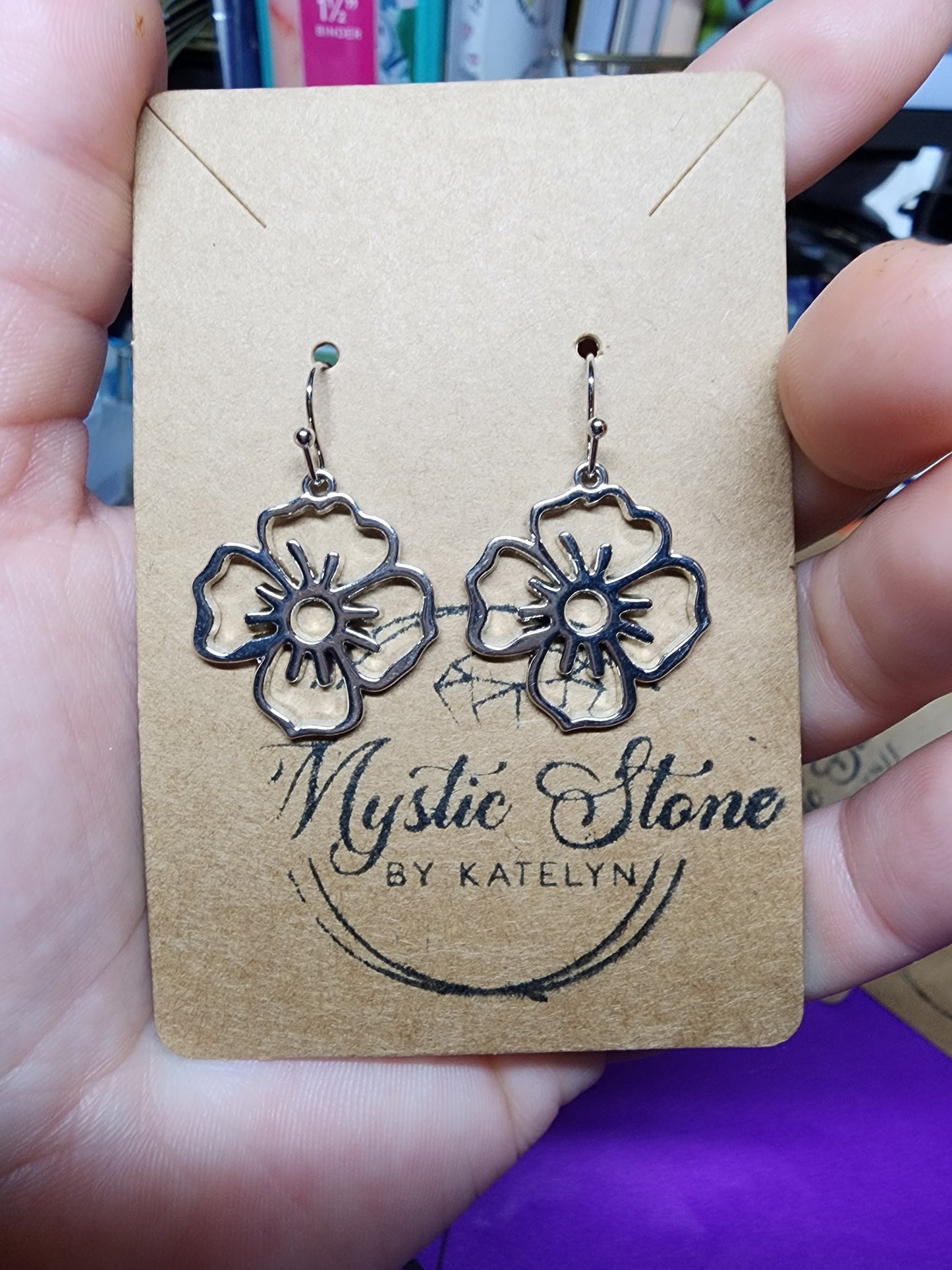 Silver Plated Flower Charm style earrings