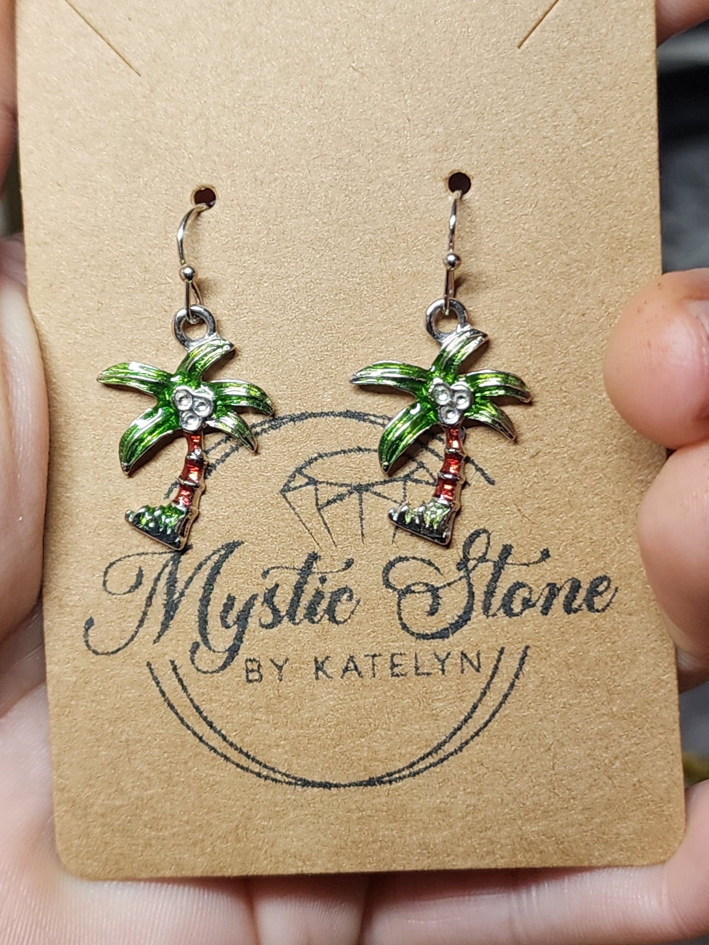 Silver Plated palm tree 🌴 charm style earrings