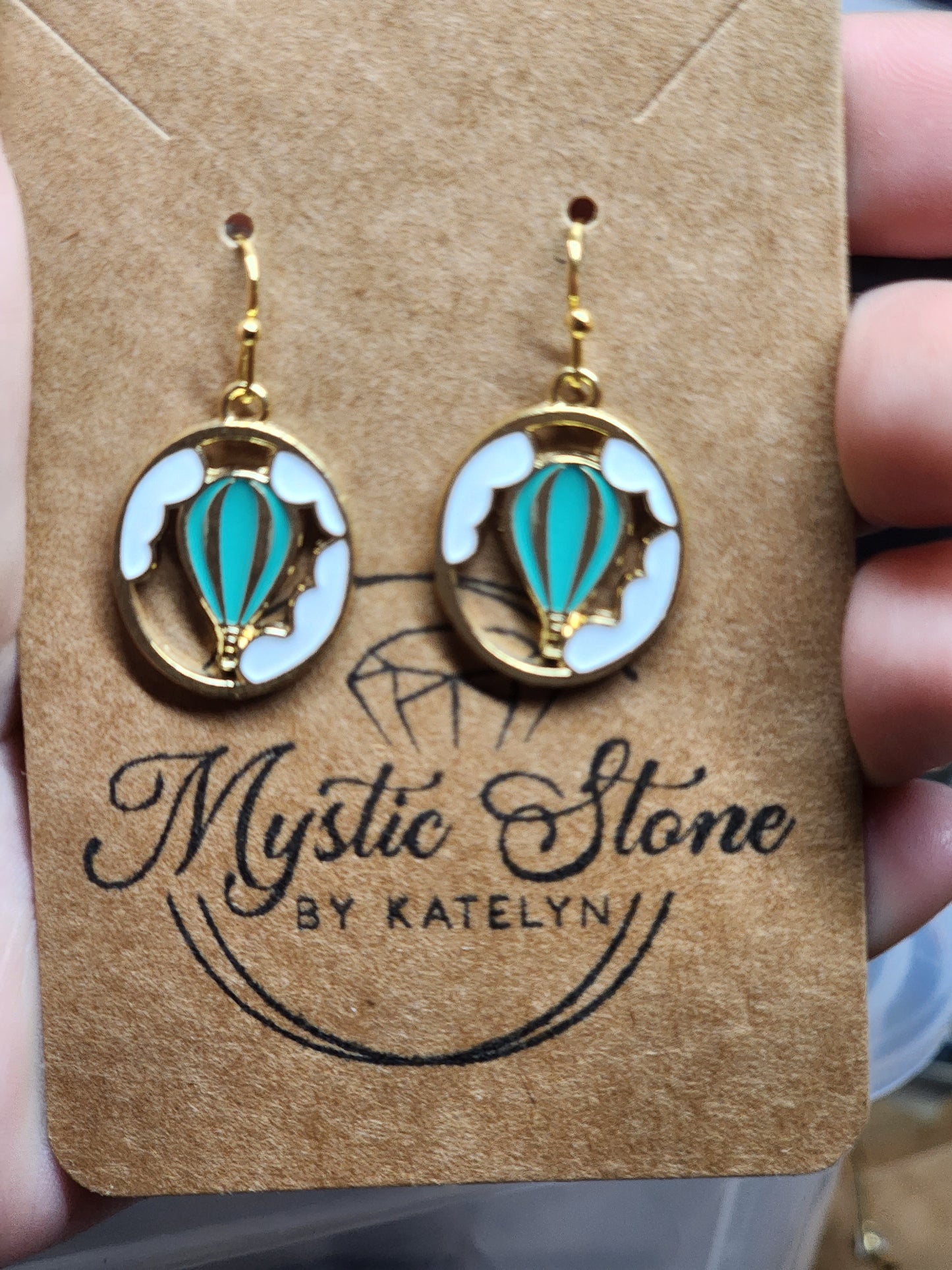 Gold plated Hot Air Balloon Charm style earrings | fun cartoon earrings, gold plated enamel hypoallergenic, nickel free, cute earrings