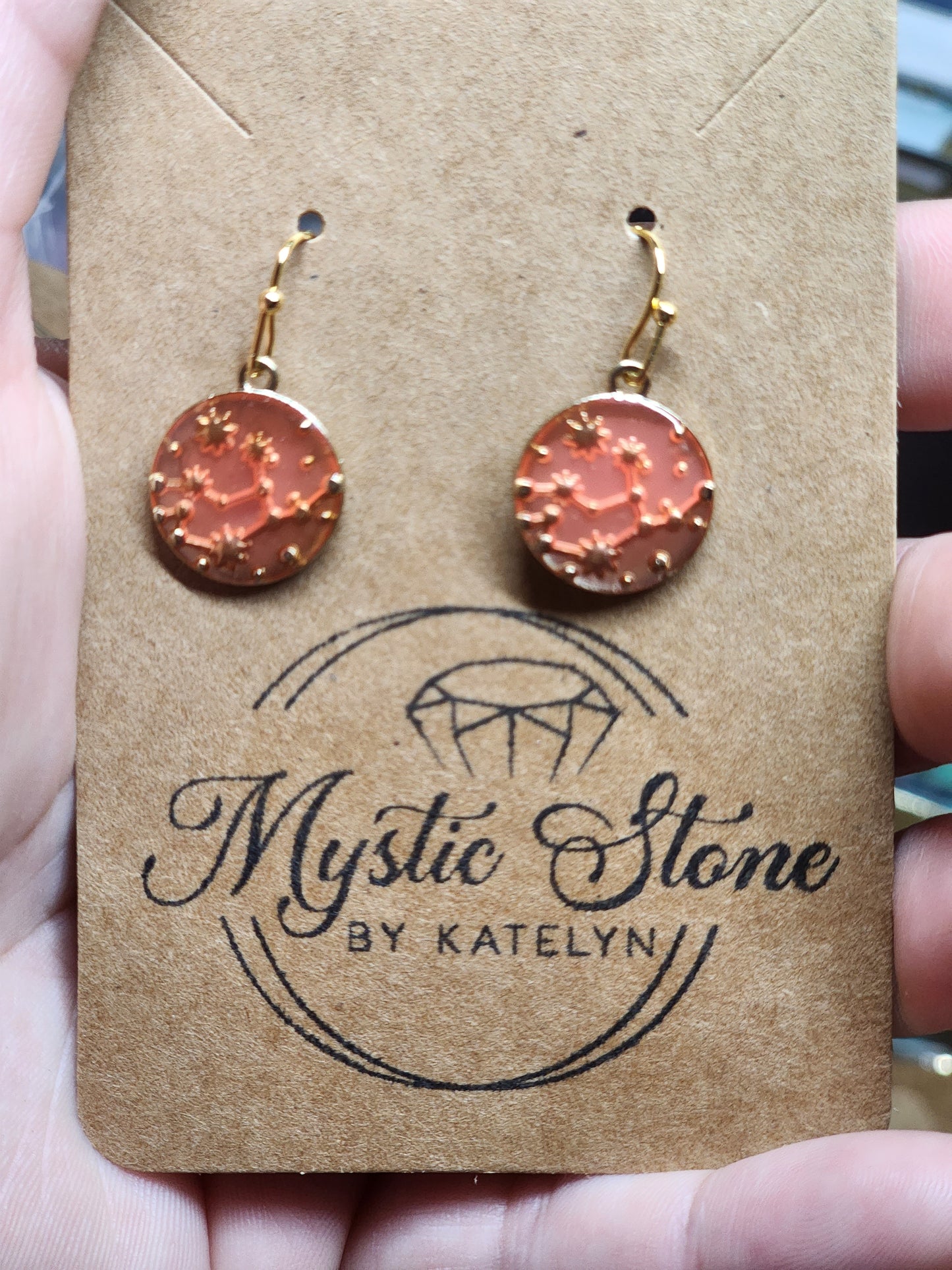 Gold plated constellation charm style earrings | fun celestial earrings, gold plated enamel hypoallergenic nickel free, cute star earrings