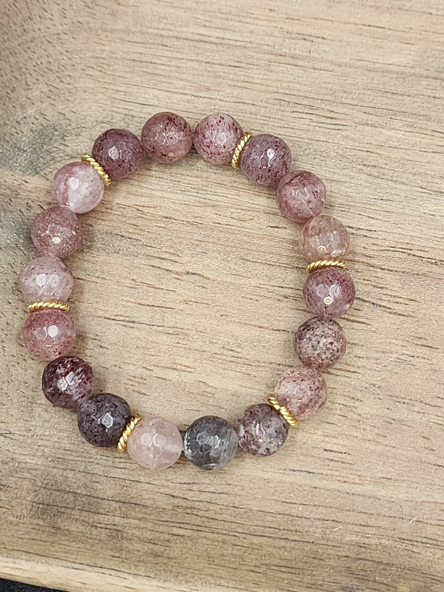 Strawberry Quartz Gemstone Stretch Bracelet
