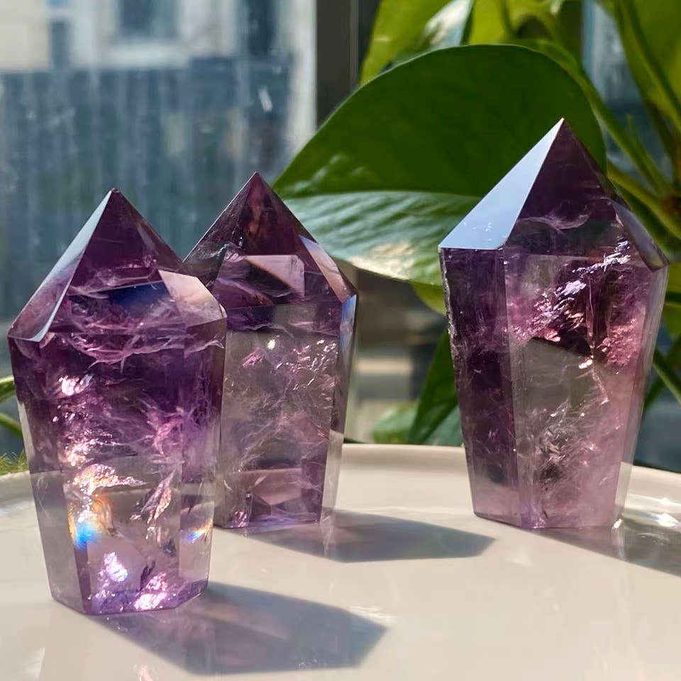 AAAA Grade Brazilian Natural Amethyst Tower Point Generator