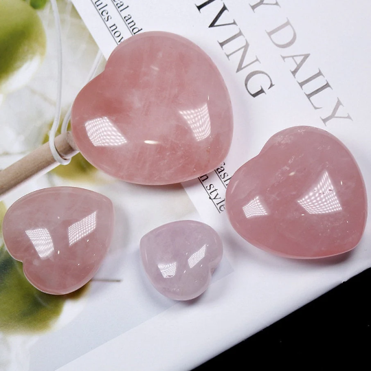 Puffy Natural Rose Quartz Heart - Healing Stone for Love and