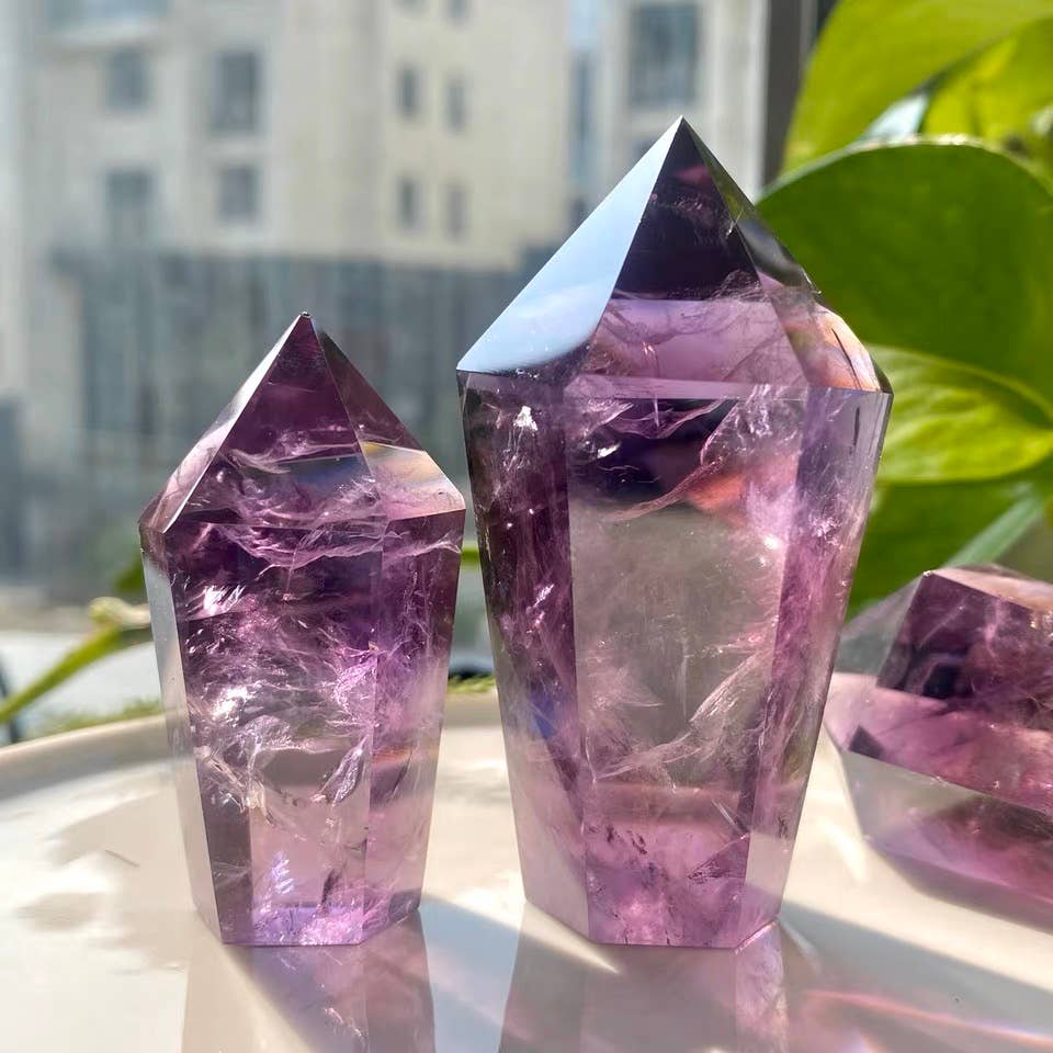 AAAA Grade Brazilian Natural Amethyst Tower Point Generator