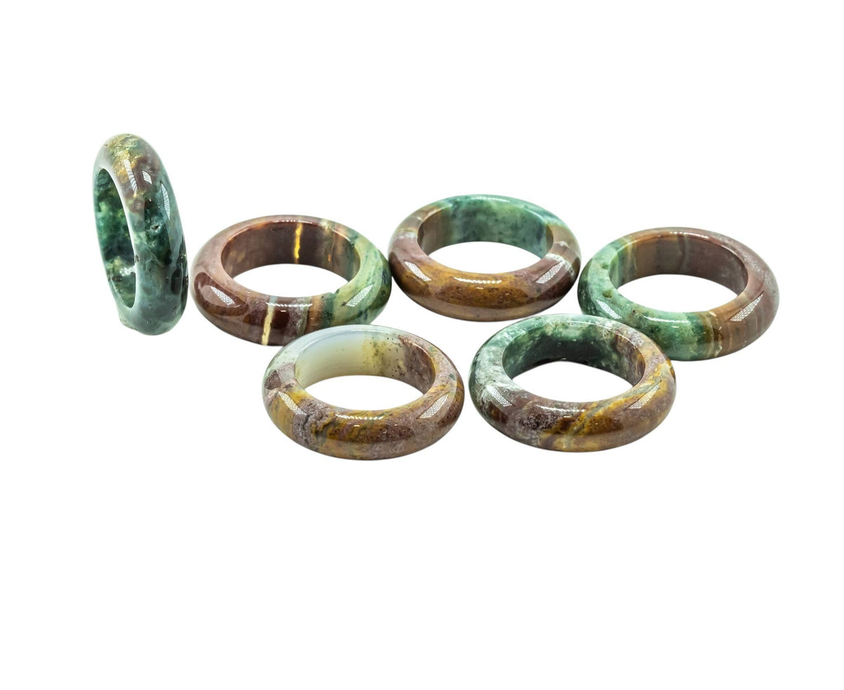 Ocean Jasper Gemstone Band Ring Assorted Sizes Lot of10 Pcs