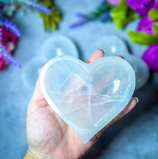 Selenite HEART Charging Bowl, Ethically Sourced Crystals