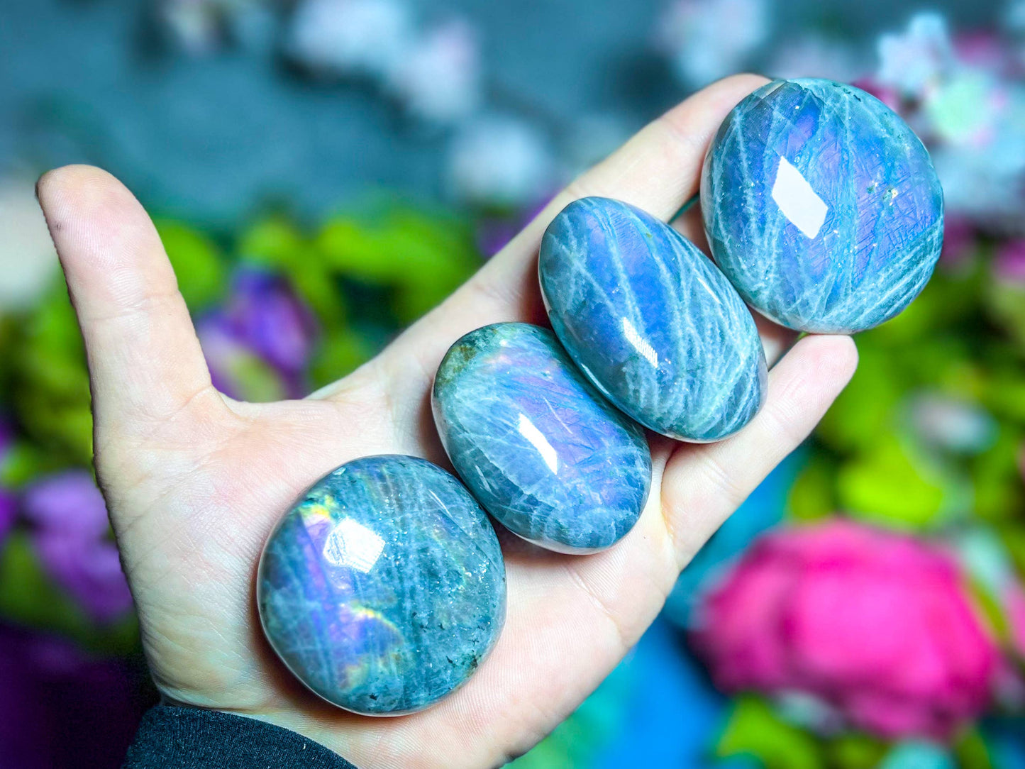 Ethically Sourced Purple Labradorite Crystal Palmstones