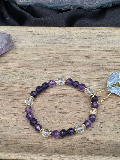 Amethyst & Crystal Quartz Gemstone Bracelet