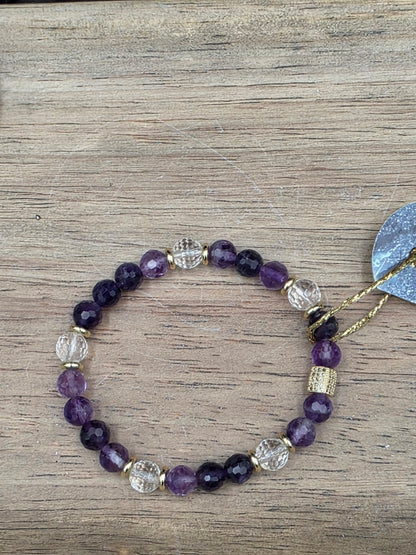 Amethyst & Crystal Quartz Gemstone Bracelet