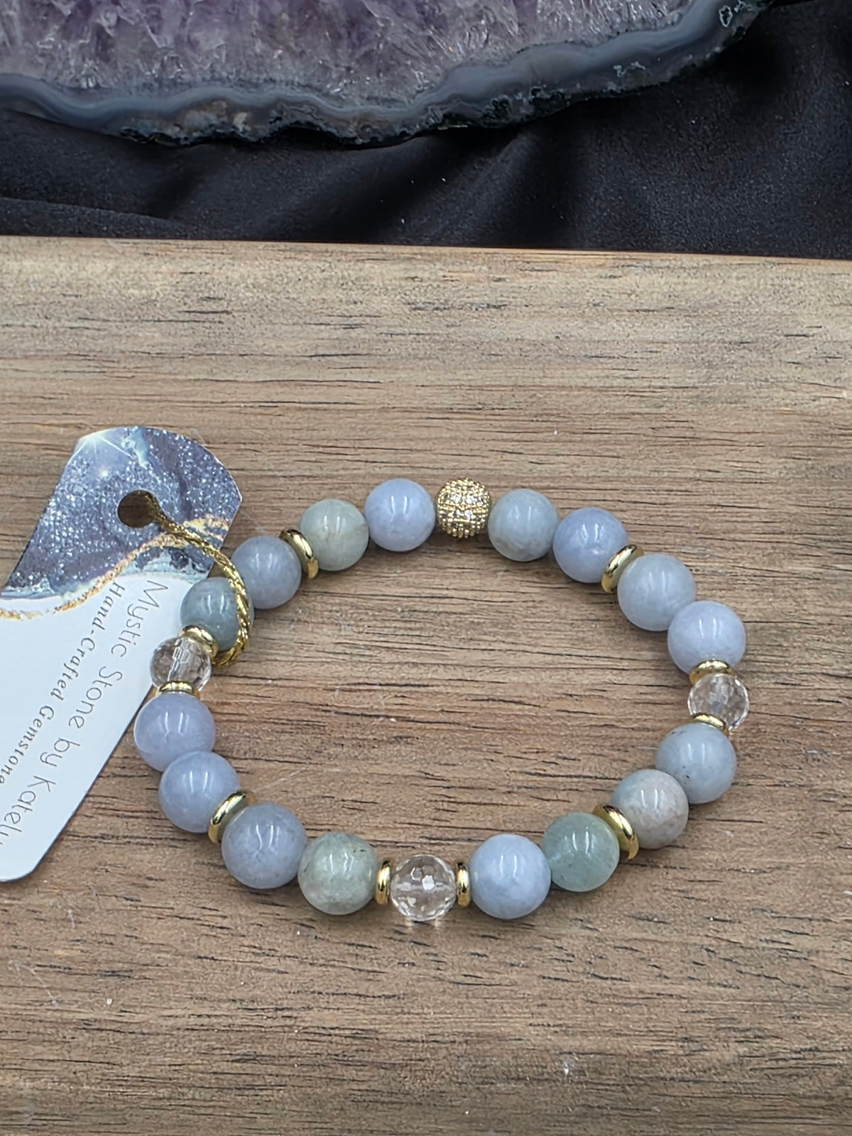 Aquamarine & Crystal Quartz Gemstone Bracelet