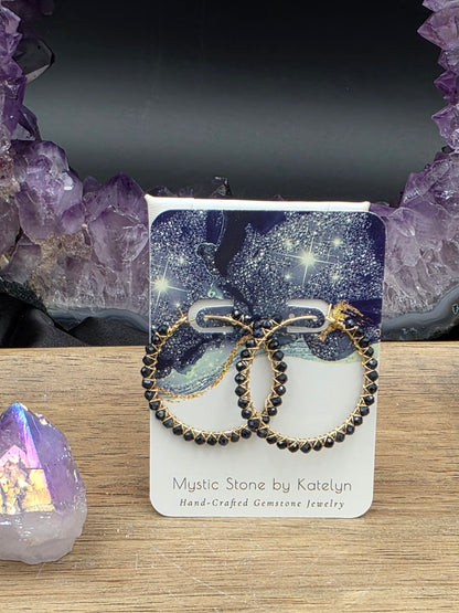 14k Gold-Filled Sapphire Gemstone Hoop Earrings. Two sizes
