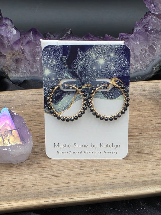 14k Gold-Filled Sapphire Gemstone Hoop Earrings. Two sizes