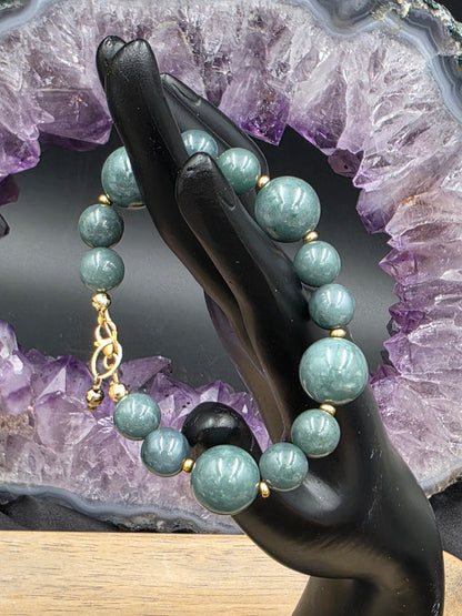 14k Gold-Filled Guatemalan Jade Adjustable Gemstone Bracelet