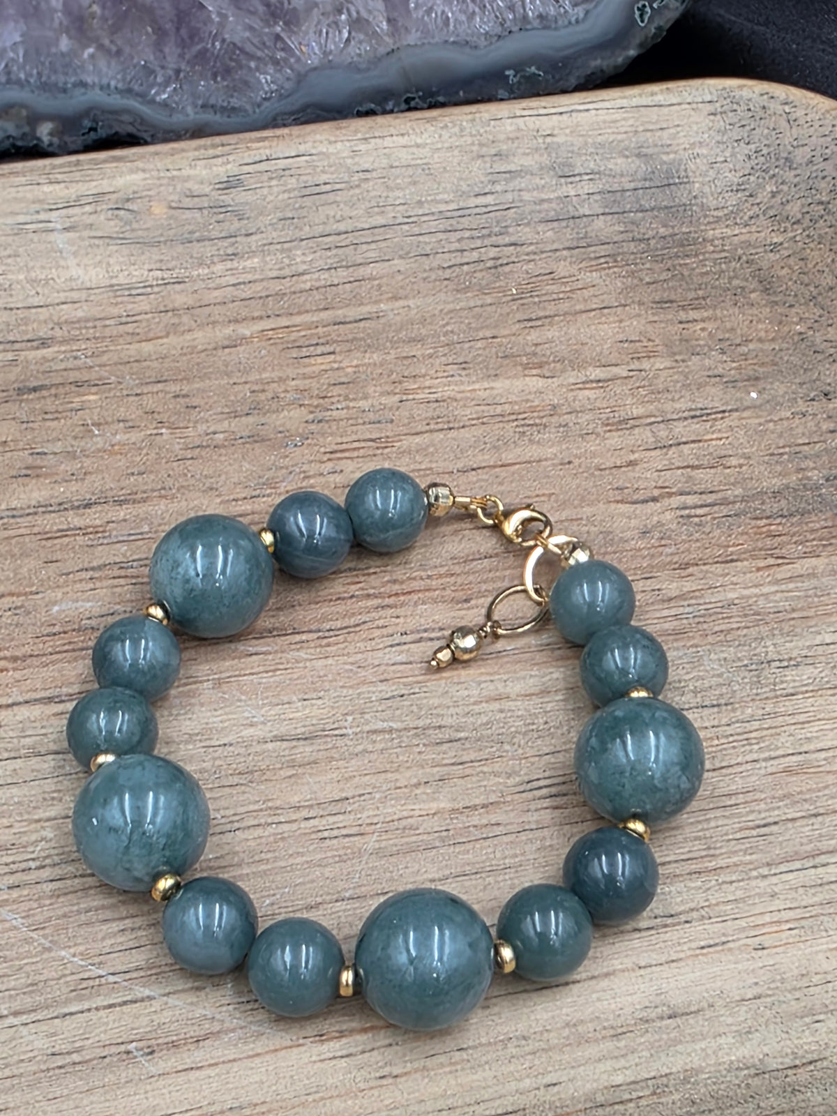 14k Gold-Filled Guatemalan Jade Adjustable Gemstone Bracelet