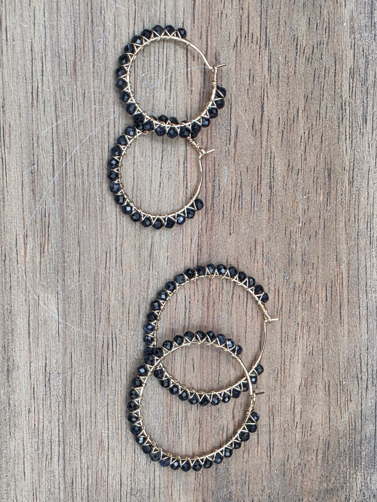 14k Gold-Filled Sapphire Gemstone Hoop Earrings. Two sizes