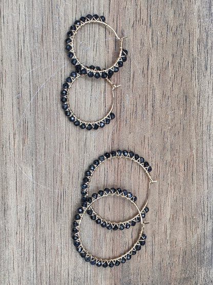 14k Gold-Filled Sapphire Gemstone Hoop Earrings. Two sizes