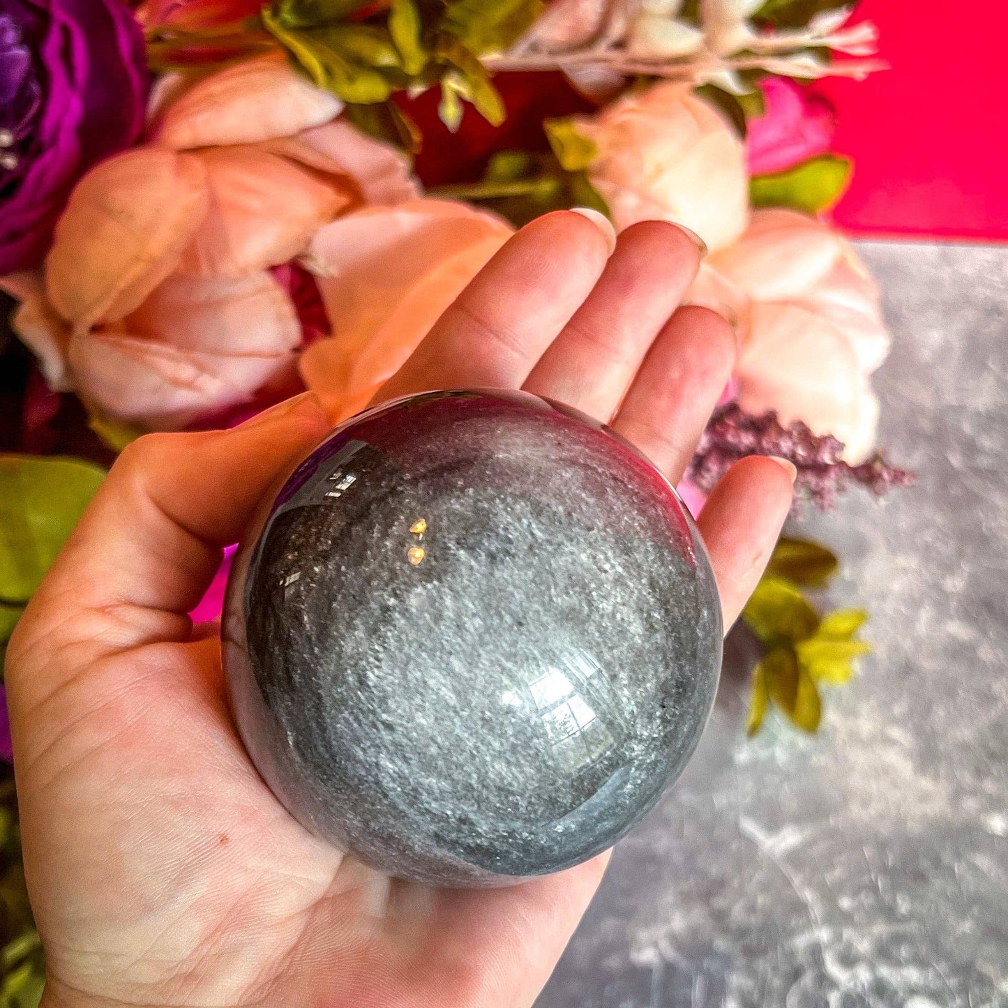 Silver Obsidian Spheres, Ethically Sourced Crystal Balls