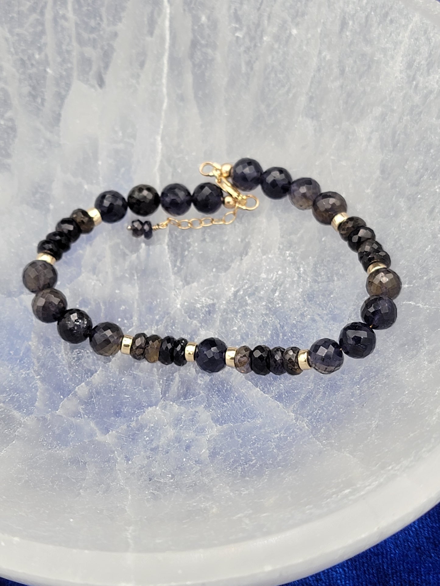 14k Gold filled Sparkling Iolite Gemstone Bracelet