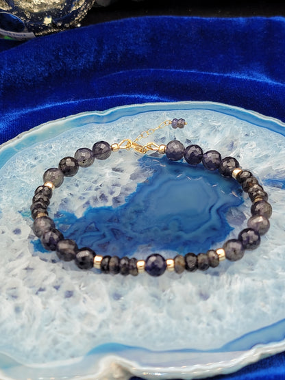 14k Gold filled Sparkling Iolite Gemstone Bracelet