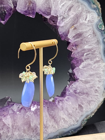 14k Gold-Filled Blue Chalcedony, Lemon Quartz, Chrysoprase & Citrine Earrings