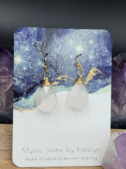 14k Gold-Filled Rose Quartz Gemstone Earrings