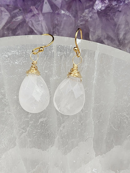 14k Gold-Filled Rose Quartz Gemstone Earrings