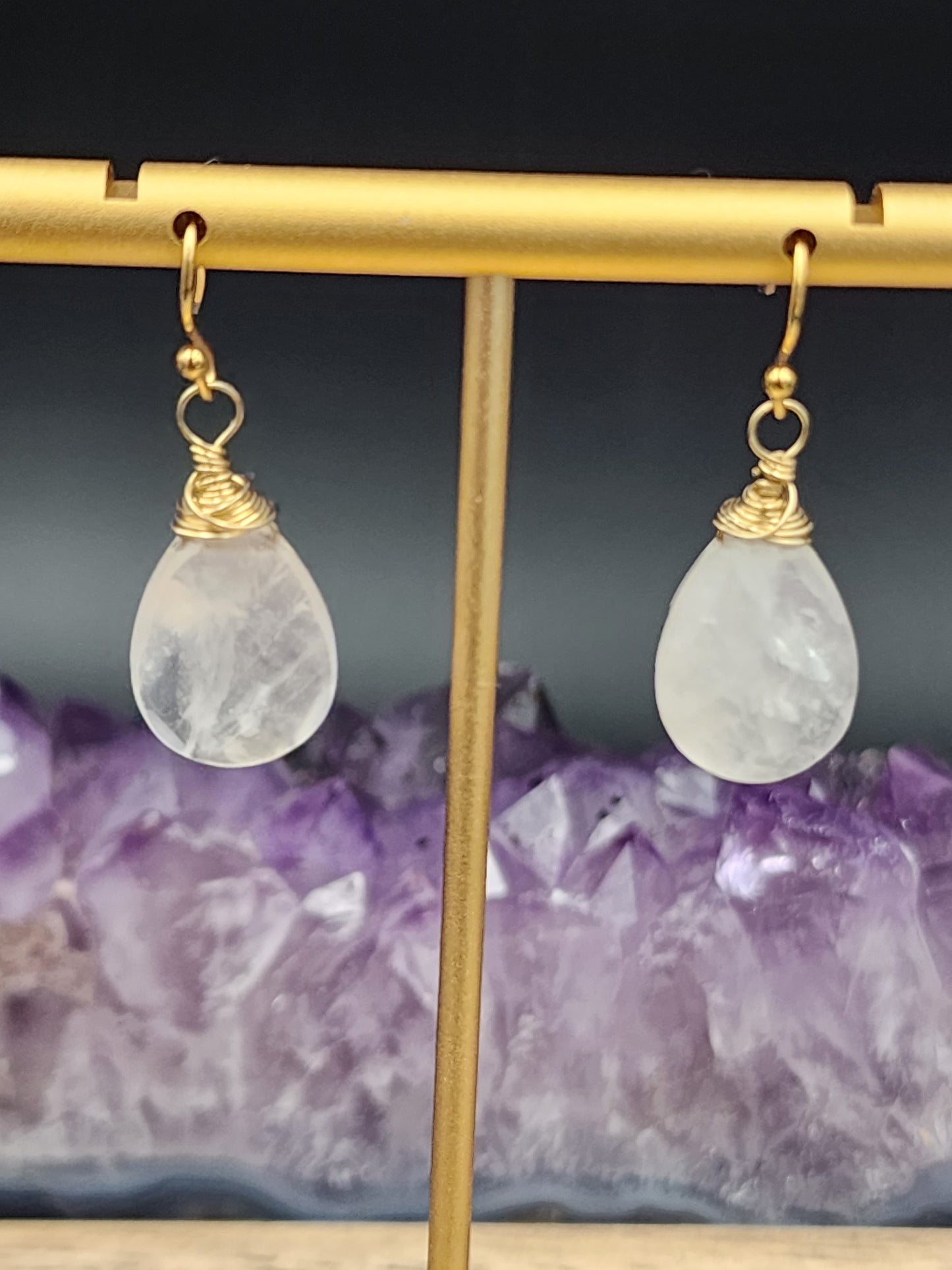 14k Gold-Filled Rose Quartz Gemstone Earrings