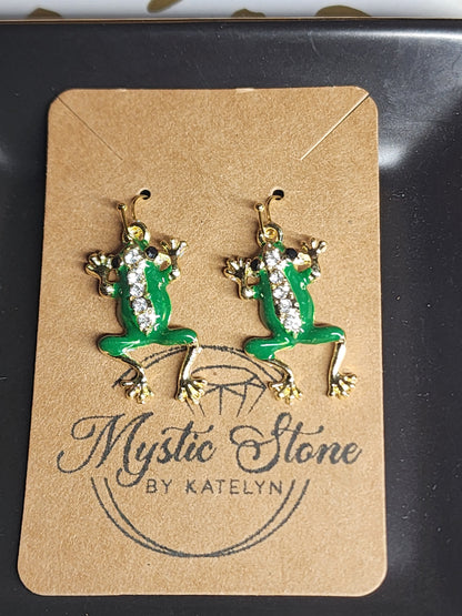 Gold or silver plated Frog charm style earrings