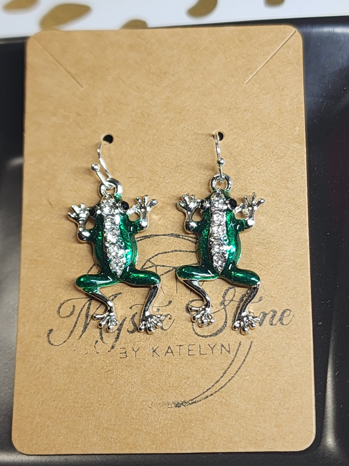 Gold or silver plated Frog charm style earrings