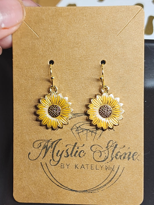 Gold plated Sunflower 🌻 Charm style earrings