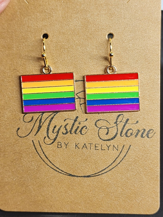 Gold plated Pride Flag Charm style earrings