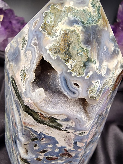 Huge Sea Jasper Tower with beautiful coloring and druzy