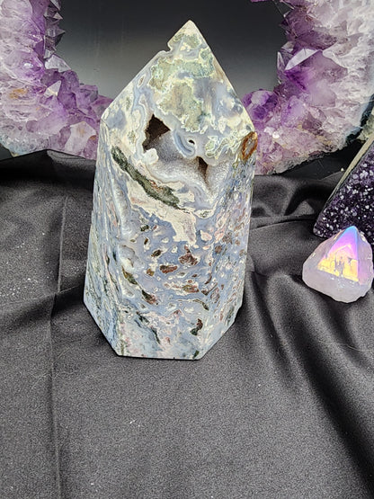 Huge Sea Jasper Tower with beautiful coloring and druzy