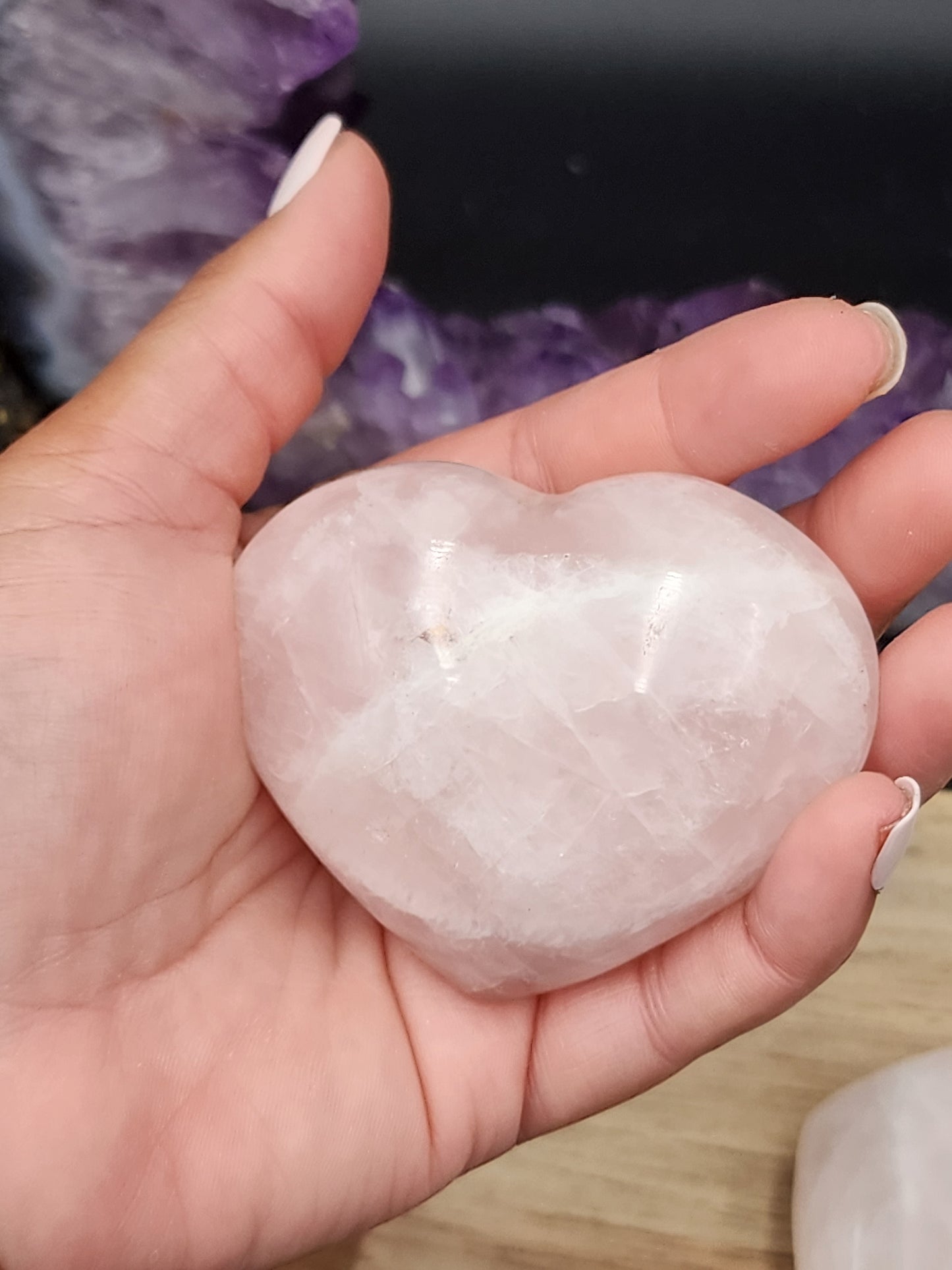 Rose Quartz palm sized heart