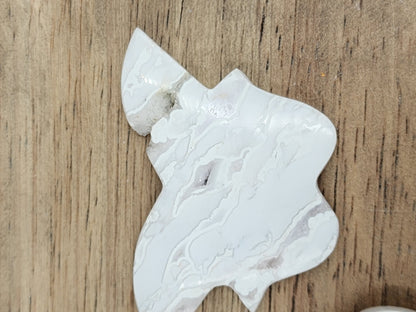 White Plume Agate Butterfly & Heart Carvings