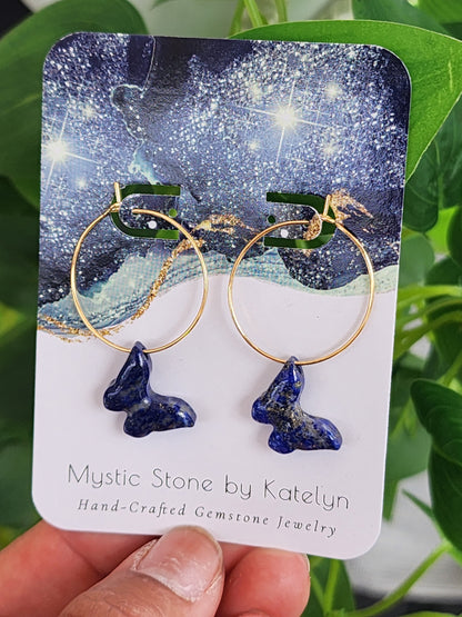 14k Gold-Filled Lapis Lazuli Butterfly Hoop Earrings