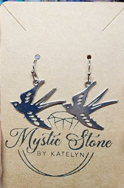 Gold or Silver Plated Bird Charm Style Earrings | hypoallergenic, nickel free