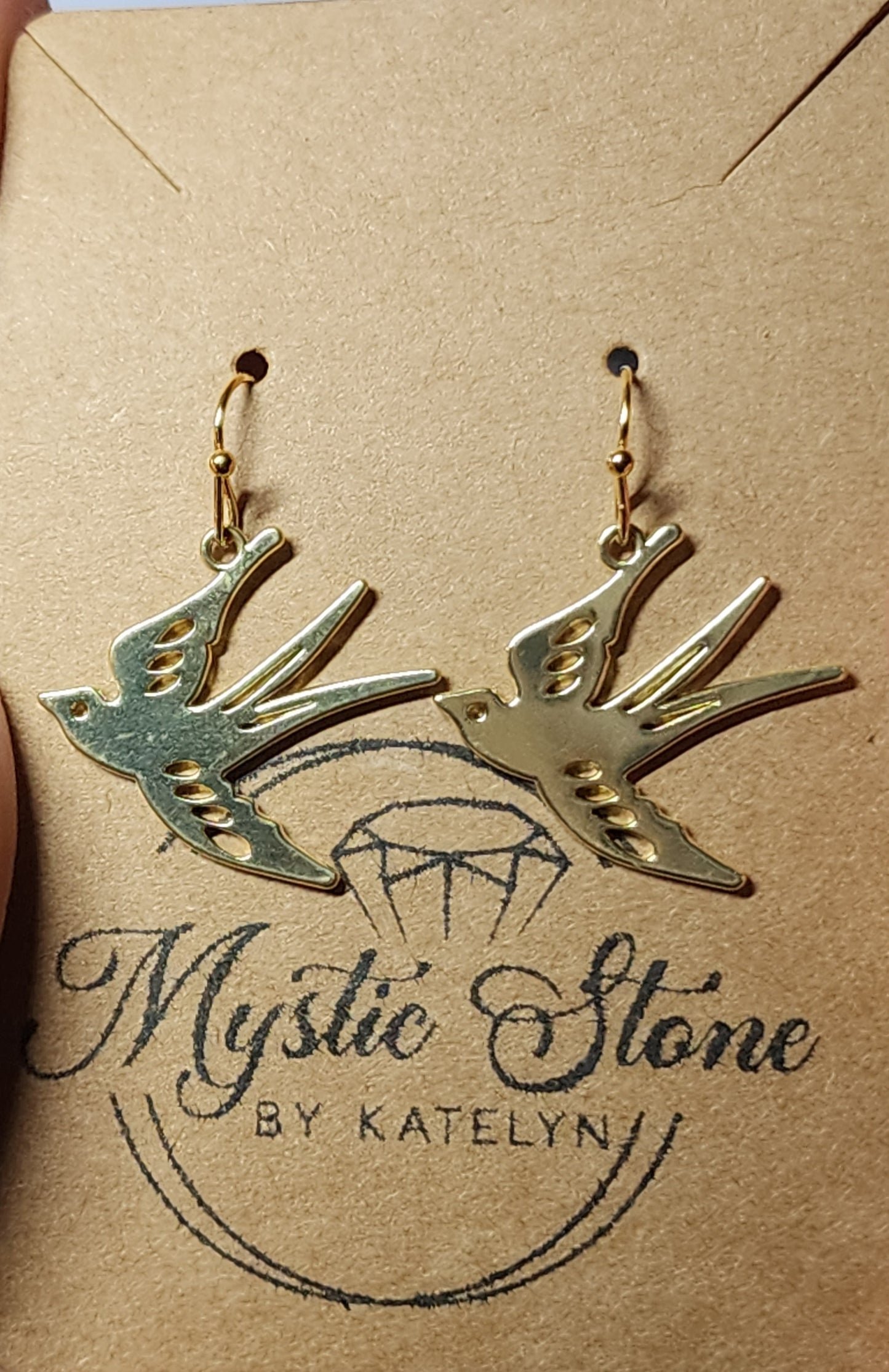 Gold or Silver Plated Bird Charm Style Earrings | hypoallergenic, nickel free