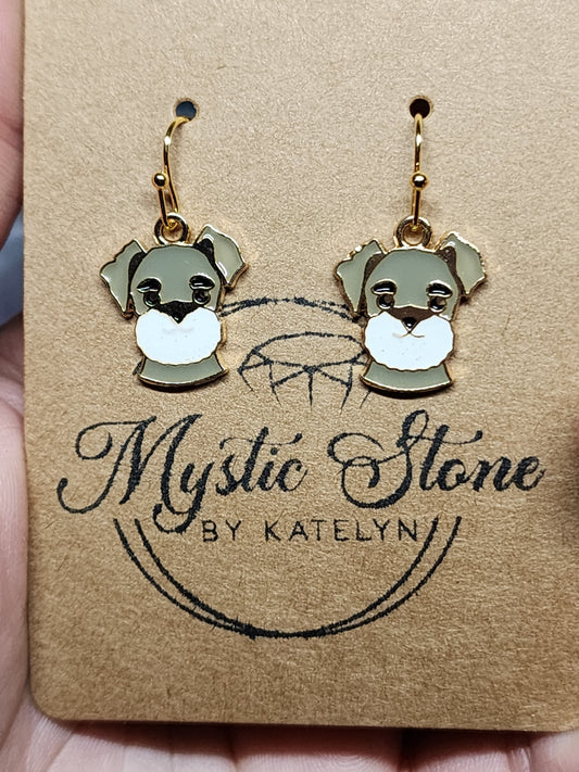 Gold plated terrier charm style earrings