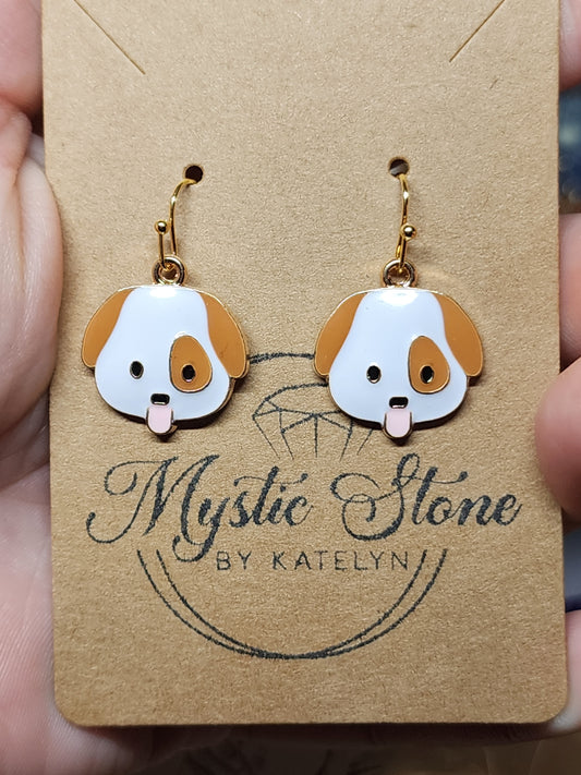 Gold plated dog emoji 🐶 charm style earrings