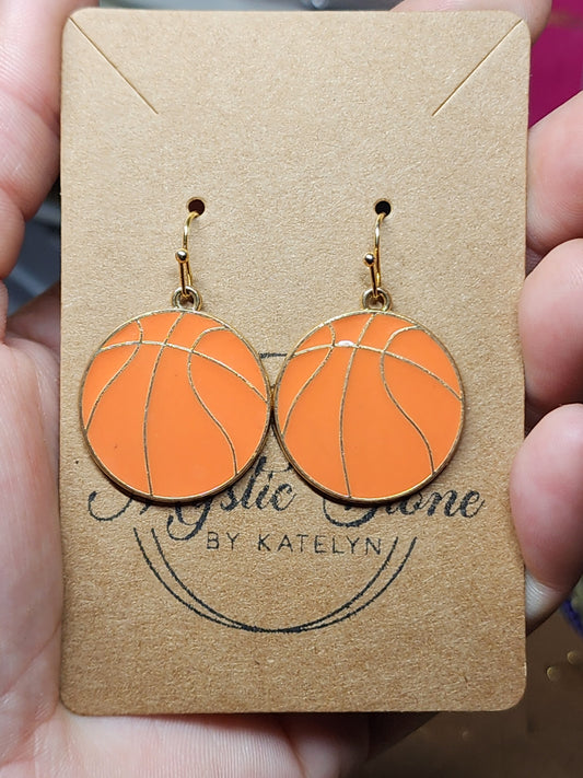 Large Gold Plated Basketball charms style earrings