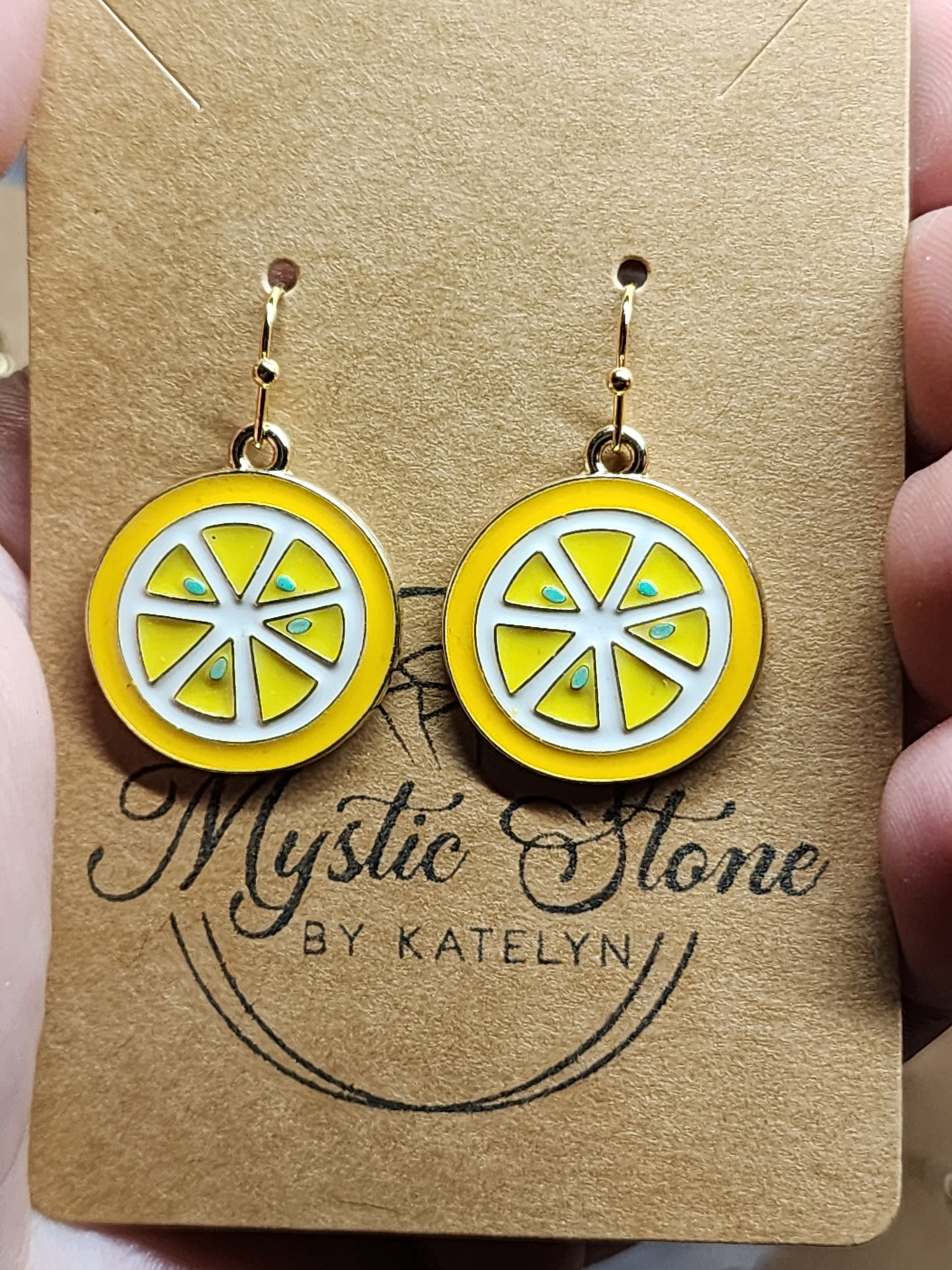 Gold plated lemon 🍋 slice charm style earrings