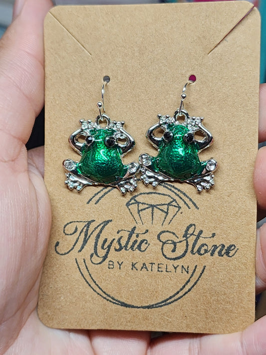 Silver Plated Frog 🐸 charm style earrings