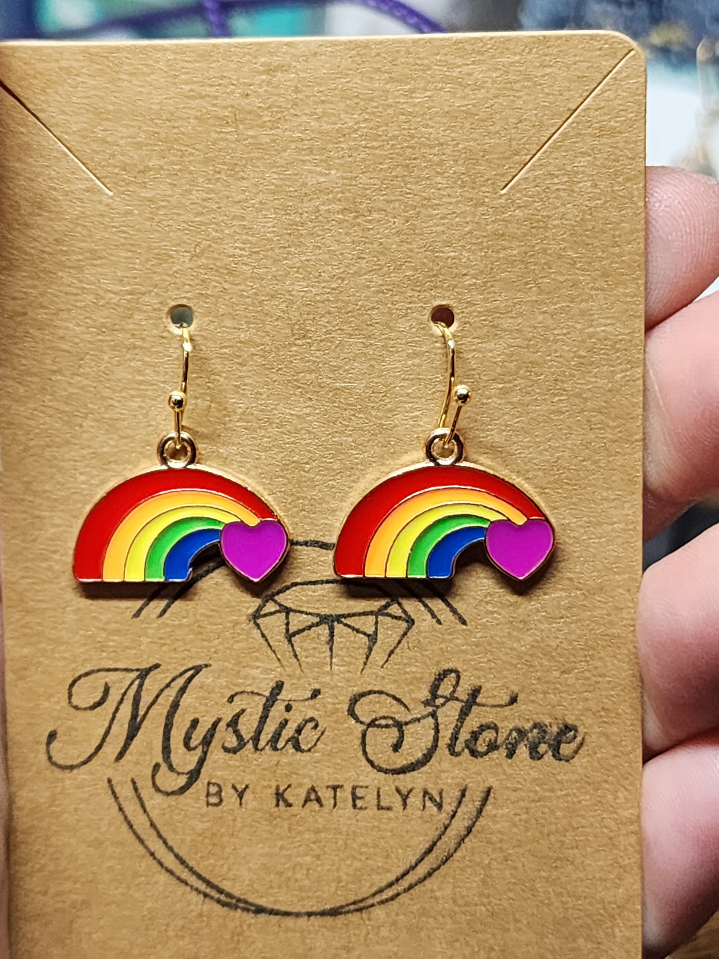 Gold plated rainbow charm style earrings  | fun pride earrings, gold plated enamel, hypoallergenic, nickel free, cute earrings