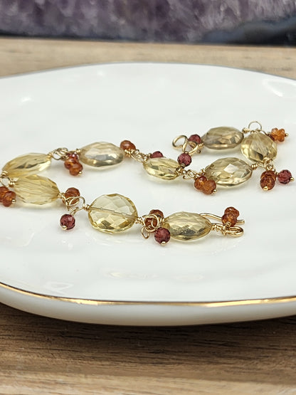 14k Gold-Filled Citrine, Garnet & Topaz GemstoneBracelet