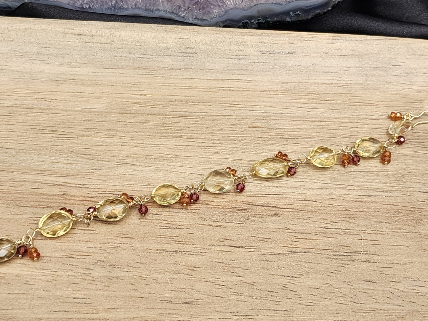 14k Gold-Filled Citrine, Garnet & Topaz GemstoneBracelet