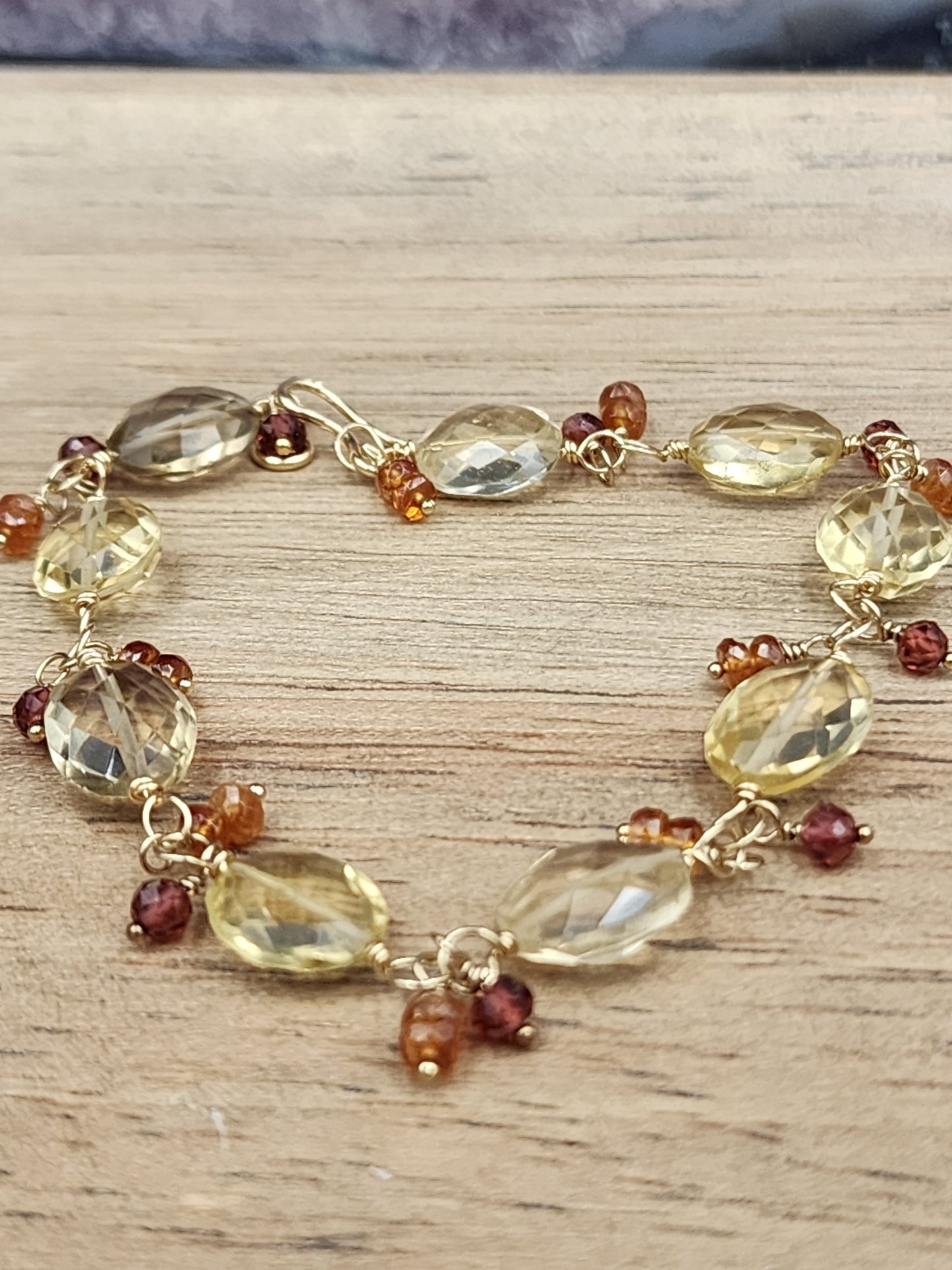 14k Gold-Filled Citrine, Garnet & Topaz GemstoneBracelet