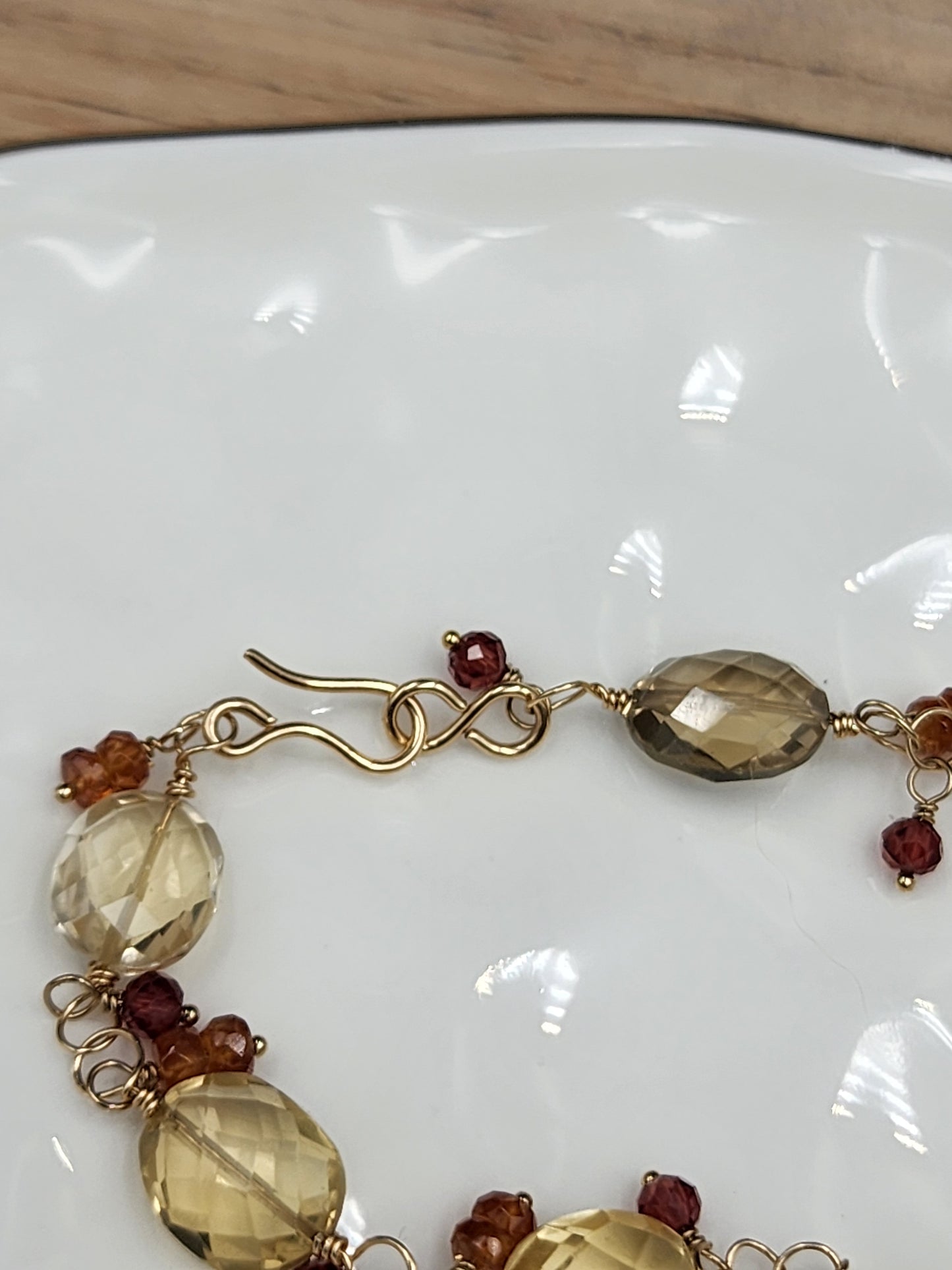 14k Gold-Filled Citrine, Garnet & Topaz GemstoneBracelet